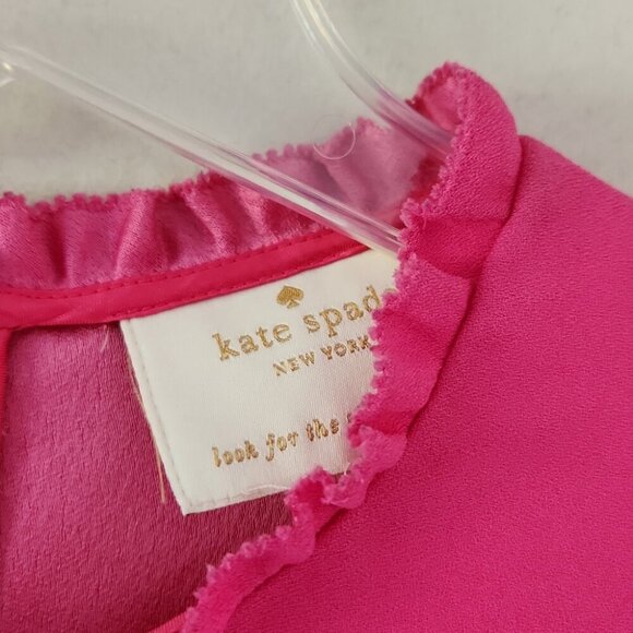 KATE SPADE | Dizzy Pink Ruffle Trim Flare Crepe Short Dress - Picture 5 of 6